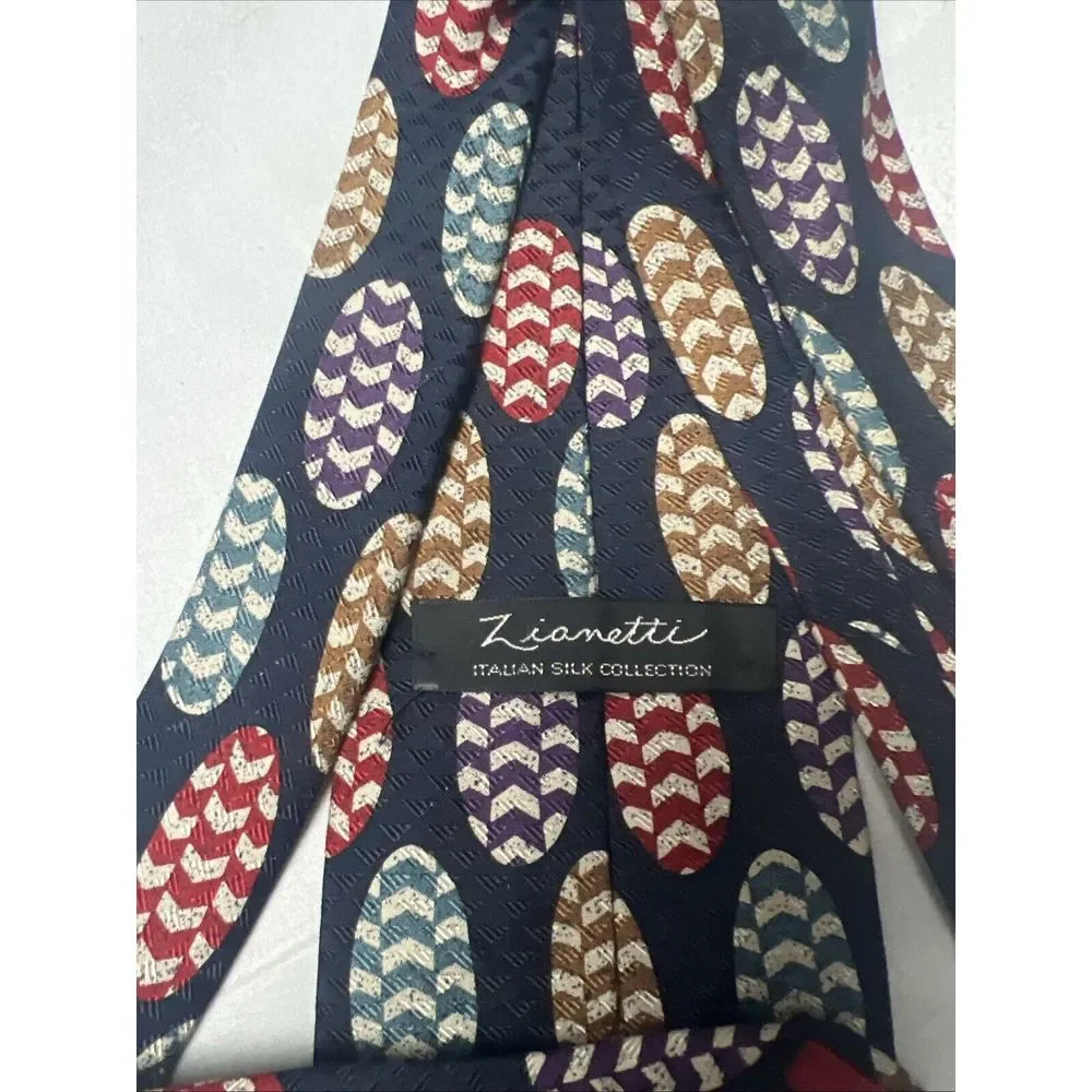 Zianetti Men's 100% Italian Silk Classic Necktie Tie Multicolor Easter Eggs Oval